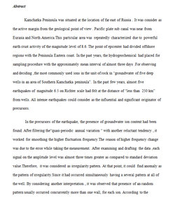 Groundwater science report  Groundwater Ion Content Precursors of Strong Earthquakes