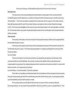 Financial Analysis of Barratt Development & Persimmon Homes