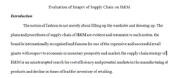 Evaluation of Imapct of Supply Chain on H&M