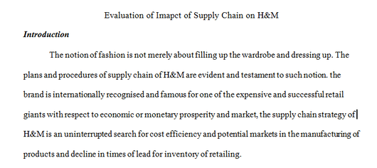 Evaluation of Imapct of Supply Chain on H&M