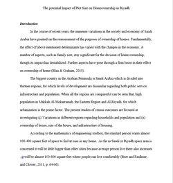 The Potential Impact of Plot Size on Homeownership in Riyadh