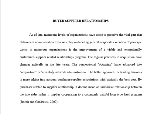 BUYER SUPPLIER RELATIONSHIPS