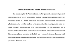 Crime and Culture of the American Dream