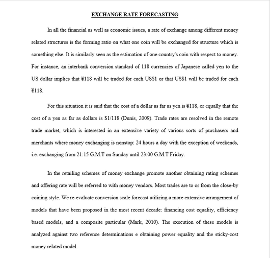 EXCHANGE RATE FORECASTING