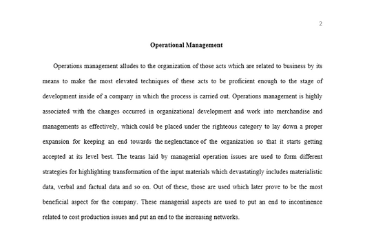 Operational Management